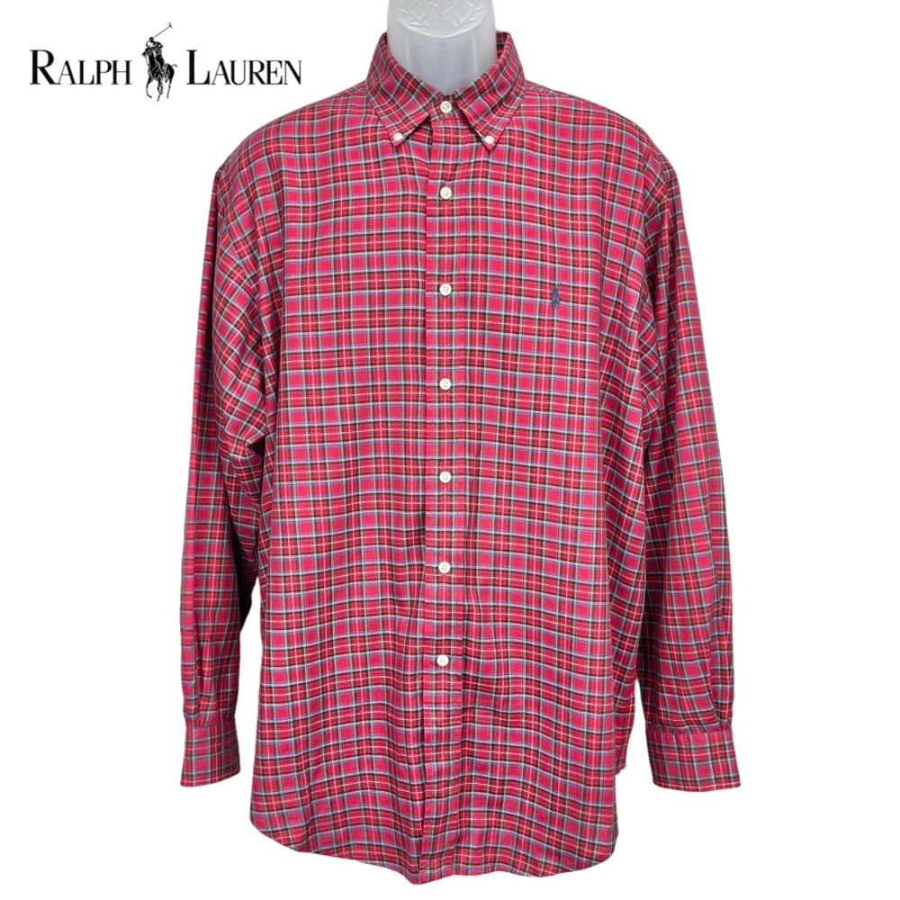 Ralph Lauren Men’s 16 1/2 Yarmouth Red Plaid‎ Tartan Long Sleeve Button Up Shirt